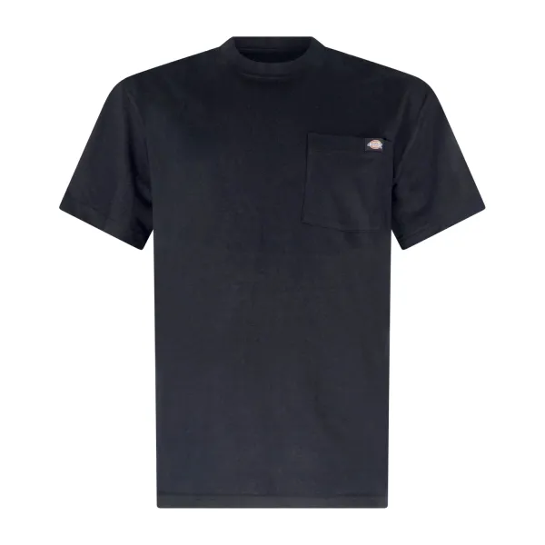 Dickies - T-shirt nera in cotone con patch logo sul taschino per uomo |