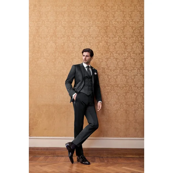 Lubiam 1911 Cerimonia - Abito smoking nero per uomo |  2