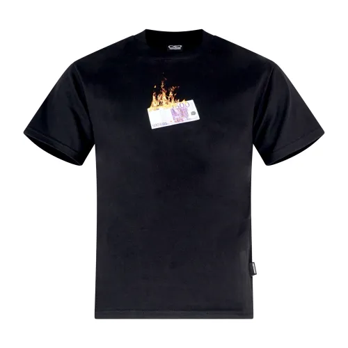 Propaganda - T-shirt nera Happiness manica corta con stampa logo fronte retro