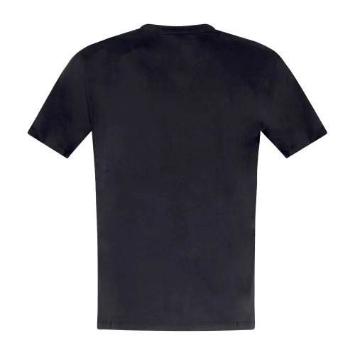Armani Exchange - T-shirt nera con stampa logo gommata sul fronte per uomo |