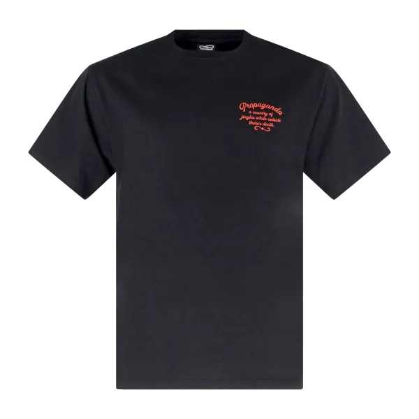 Propaganda - T-shirt nera Breakfast manica corta con stampa logo fronte retro 2