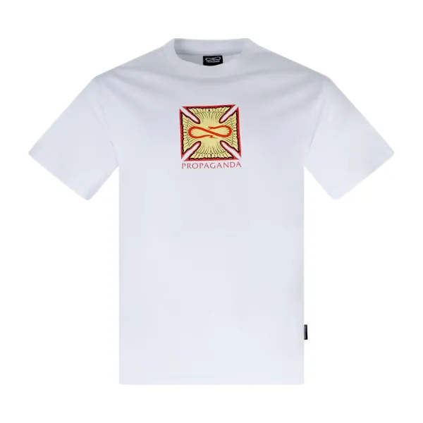 Propaganda - T-shirt bianca War manica corta con stampa logo fronte retro per 2