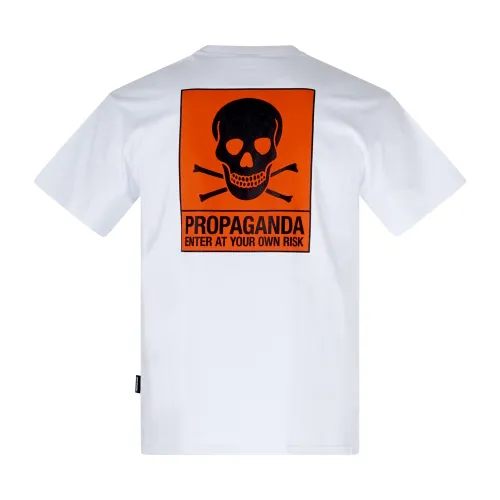 Propaganda - T-shirt bianca Danger manica corta con stampa logo fronte retro