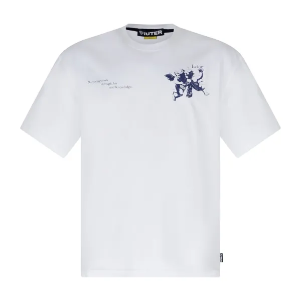 Iuter - T-shirt bianca con stampa logo fronte e retro per uomo | 25sits10 white 2
