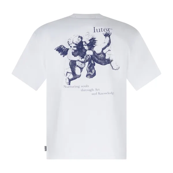 Iuter - T-shirt bianca con stampa logo fronte e retro per uomo | 25sits10 white