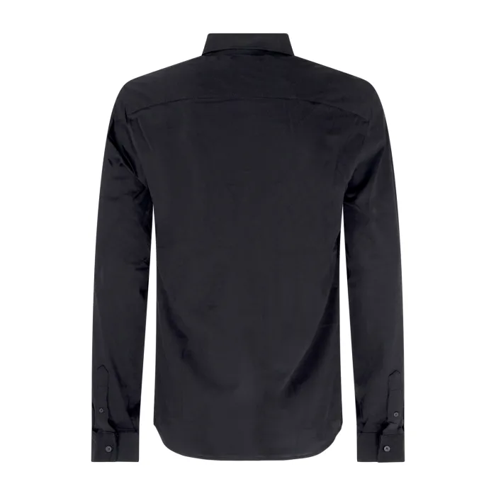 Armani Exchange - Camicia nero in tessuto tecnico con logo ricamato sul petto