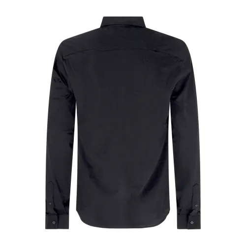 Armani Exchange - Camicia nero in tessuto tecnico con logo ricamato sul petto