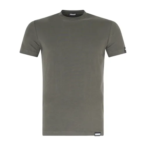 Dsquared2 - T-shirt verde manica corta con patch logo sulla manica per uomo |