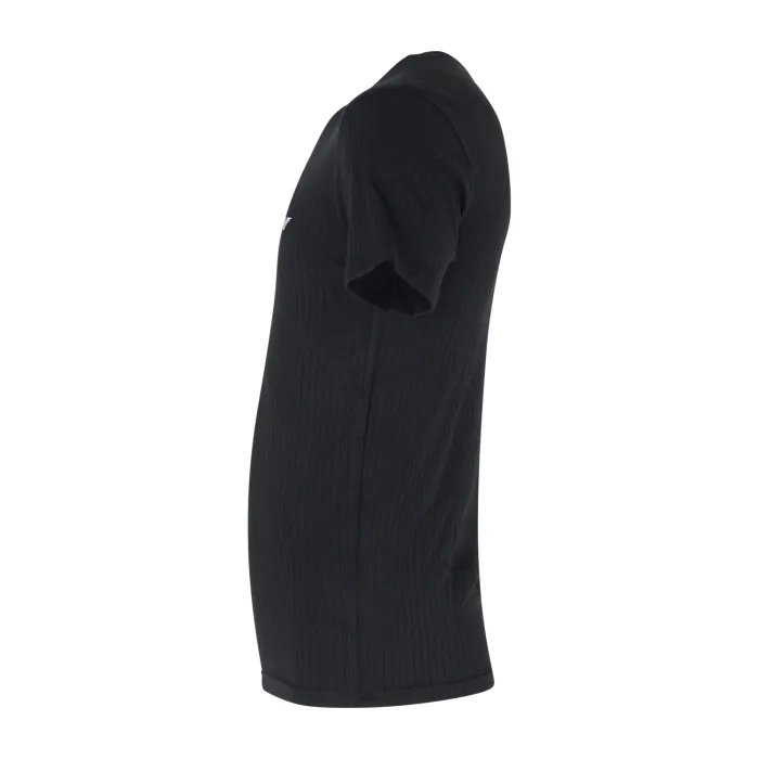 Emporio Armani - T-shirt nera manica corta con ricamo logo in viscosa a coste