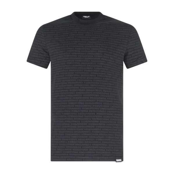 Dsquared2 - T-shirt nera manica corta con logo allover per uomo | d9m205510