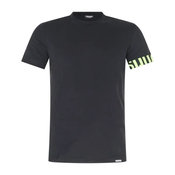 Dsquared2 - T-shirt nera manica corta con banda logo sulla manica per uomo |