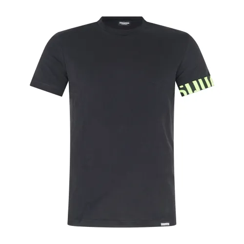 Dsquared2 - T-shirt nera manica corta con banda logo sulla manica per uomo |