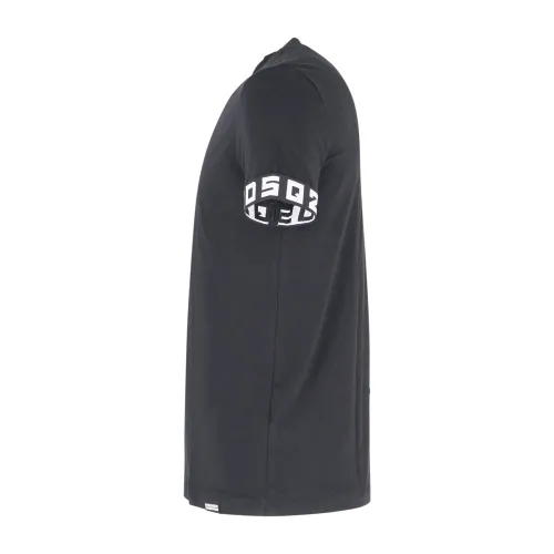 Dsquared2 - T-shirt nera manica corta con banda logo gotica sulla manica per