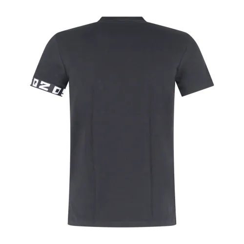 Dsquared2 - T-shirt nera manica corta con banda logo gotica sulla manica per