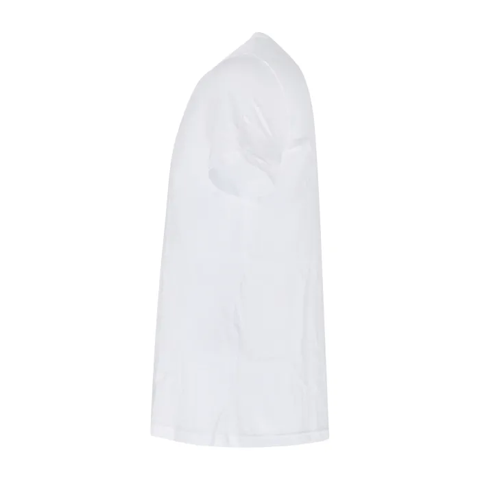 Emporio Armani - T-shirt bianca manica corta con ricamo logo sul petto tono su