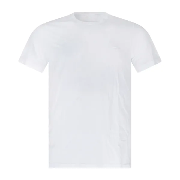 Emporio Armani - T-shirt bianca manica corta con ricamo logo sul petto tono su