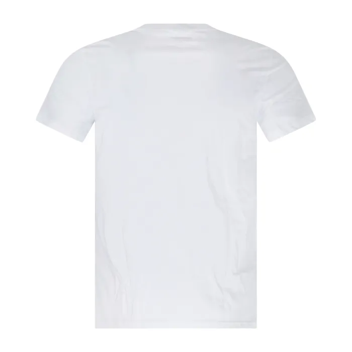 Emporio Armani - T-shirt bianca manica corta con ricamo logo sul petto tono su