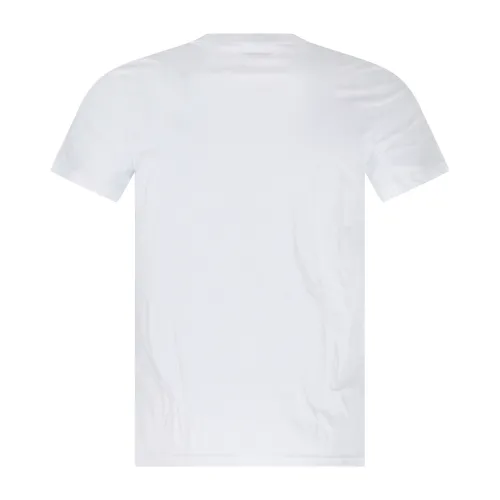 Emporio Armani - T-shirt bianca manica corta con ricamo logo sul petto tono su