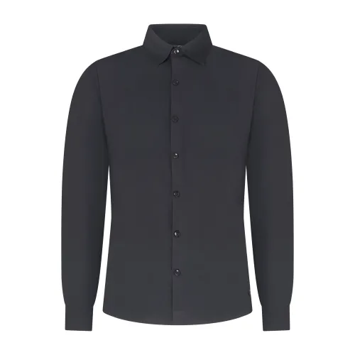 Unity - Camicia nera tessuto tecnico con patch logo gommato per uomo | st-hyron