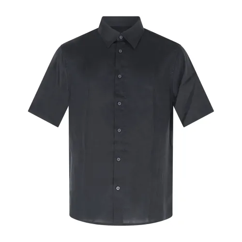 Armani Exchange - Camicia nera manica corta con patch logo sul fondo per uomo |