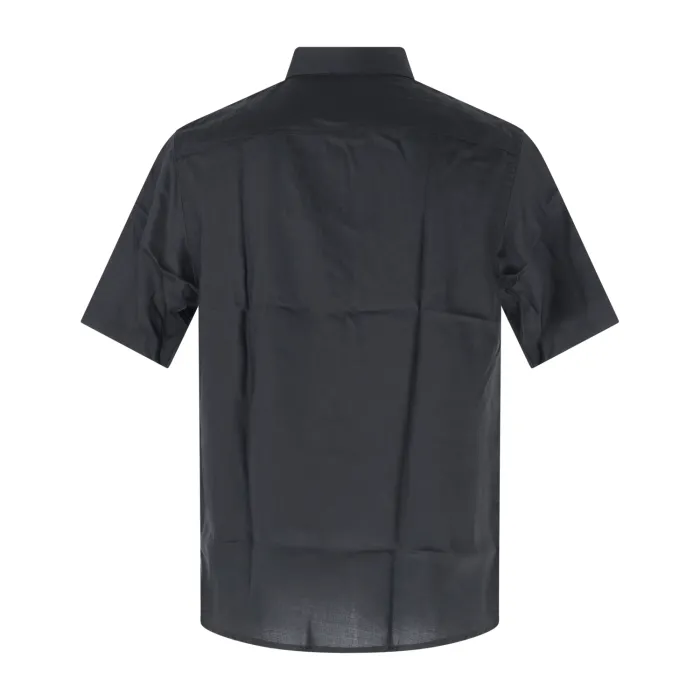 Armani Exchange - Camicia nera manica corta con patch logo sul fondo per uomo |