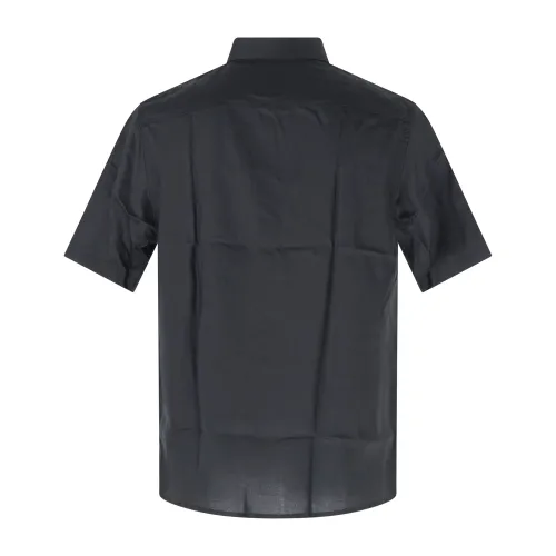 Armani Exchange - Camicia nera manica corta con patch logo sul fondo per uomo |
