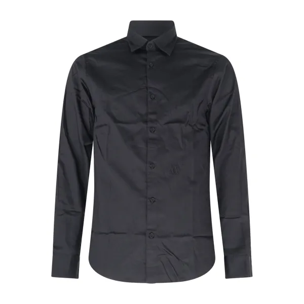 Armani Exchange - Camicia nera con logo ricamato sul fronte per uomo | xm000339