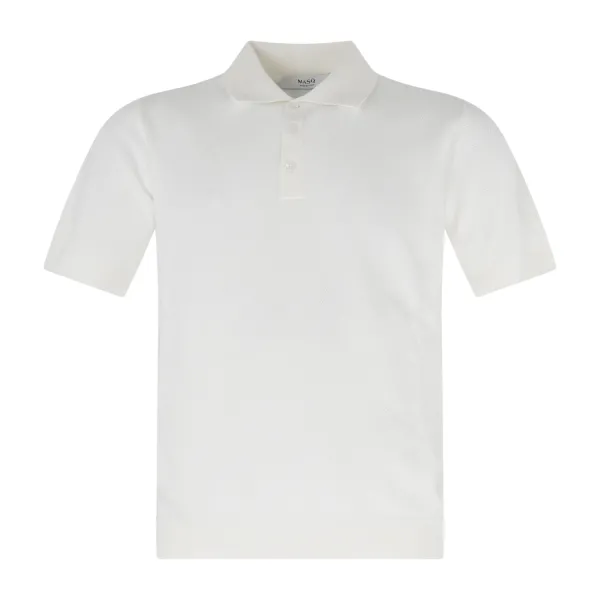 +39 Masq - Polo bianca manica corta lavorazione grana di riso in cotone per
