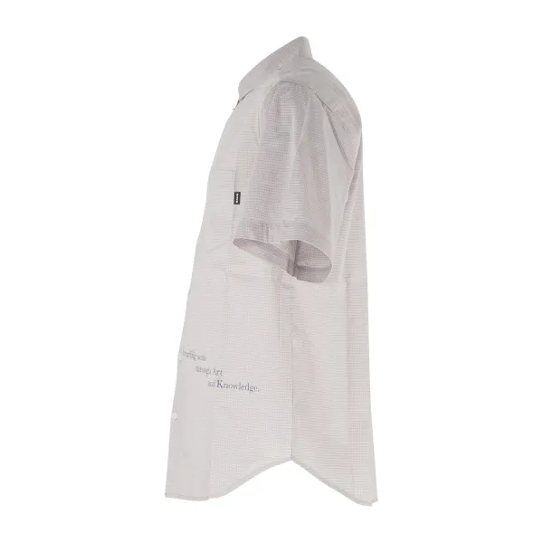 Iuter - Camicia beige maniche corte in cotone con stampa serigrafica per uomo | 2