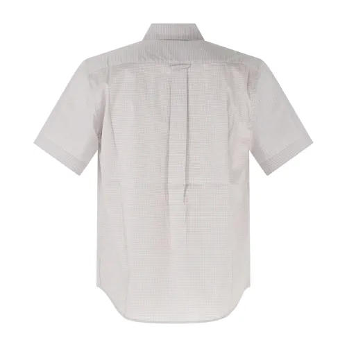 Iuter - Camicia beige maniche corte in cotone con stampa serigrafica per uomo |