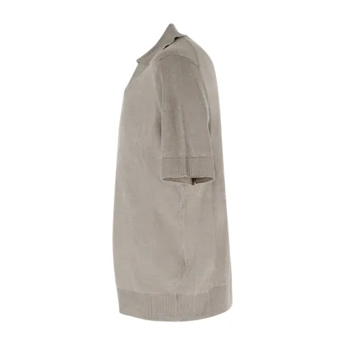 +39 Masq - Polo beige senza bottoni manica corta in lino per uomo | m7008-14-01