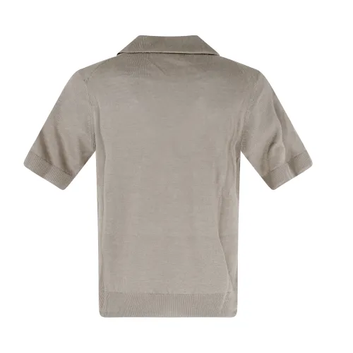 +39 Masq - Polo beige senza bottoni manica corta in lino per uomo | m7008-14-01