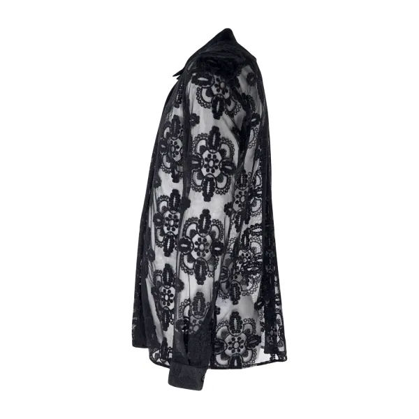 Marsem - Camicia nera manica lunga in pizzo di cotone per uomo | co11s t120 011 2