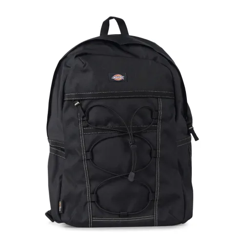 Dickies - Zaino nero con patch logo e scomparto con cordino elastico per uomo |