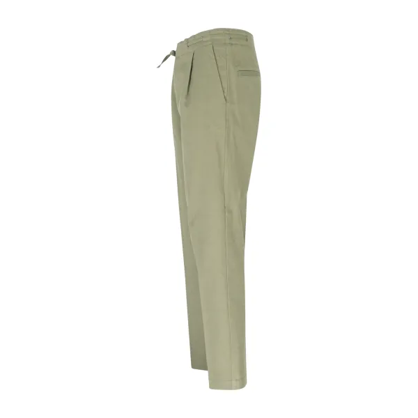 Officina36 - Pantalone verde con pence e coulisse in vita e laccetti per uomo | 2