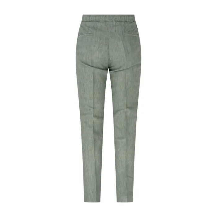 Luca Bertelli - Pantalone verde con elastico in vita e laccetti in lino con