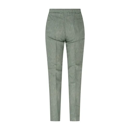 Luca Bertelli - Pantalone verde con elastico in vita e laccetti in lino con