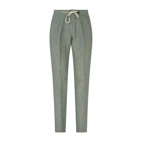 Luca Bertelli - Pantalone verde con elastico in vita e laccetti in lino con