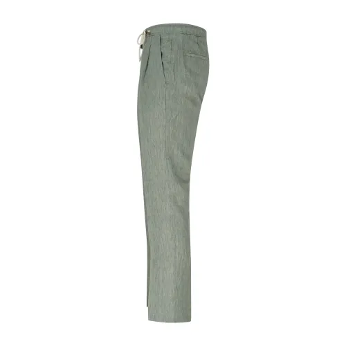 Luca Bertelli - Pantalone verde con elastico in vita e laccetti in lino con