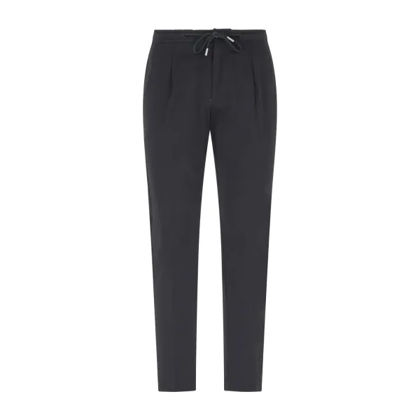 Luca Bertelli - Pantalone nero con elastico in vita e laccetti in viscosa con