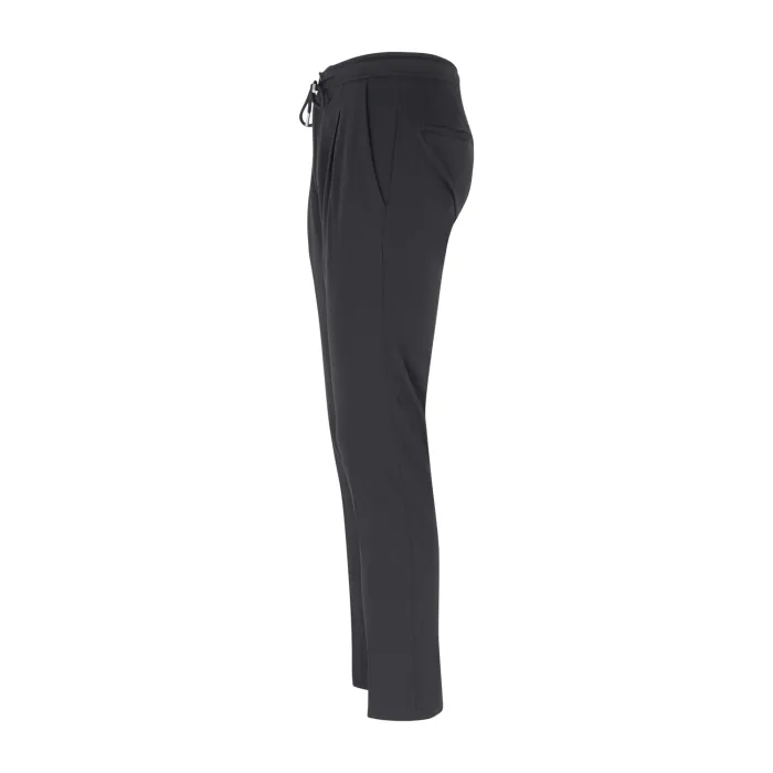 Luca Bertelli - Pantalone nero con elastico in vita e laccetti in viscosa con