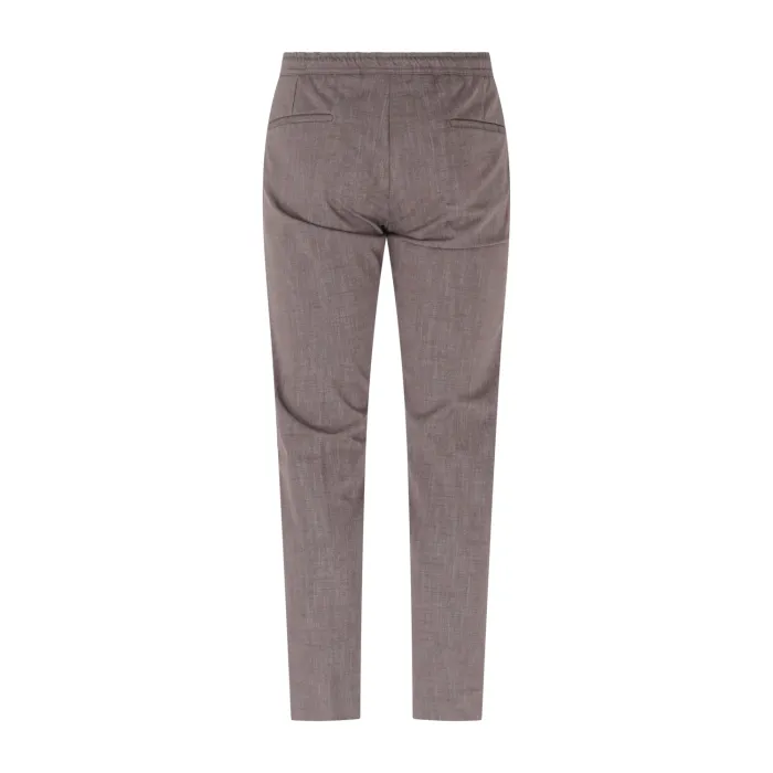 Luca Bertelli - Pantalone marrone con elastico in vita e laccetti in jersey di