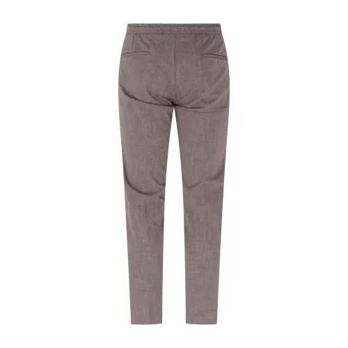 Luca Bertelli - Pantalone marrone con elastico in vita e laccetti in jersey di