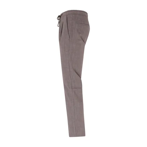 Luca Bertelli - Pantalone marrone con elastico in vita e laccetti in jersey di