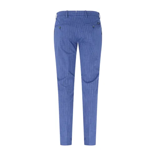 Barbati - Pantalone blu Vyto a righe in cotone tasca a filo con pence per uomo