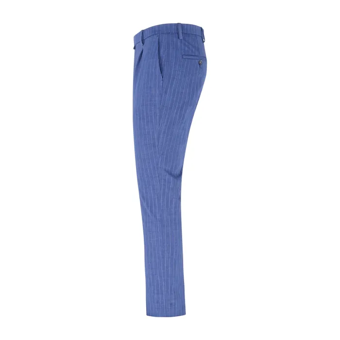 Barbati - Pantalone blu Vyto a righe in cotone tasca a filo con pence per uomo