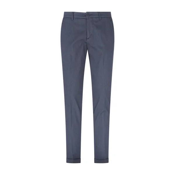 Luca Bertelli - Pantalone blu microarmaturato tasca a filo slim fit per uomo |
