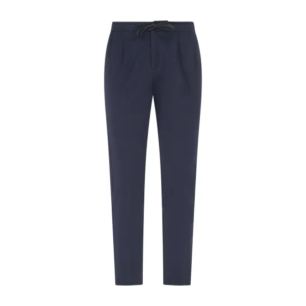 Luca Bertelli - Pantalone blu con elastico in vita e laccetti in viscosa con