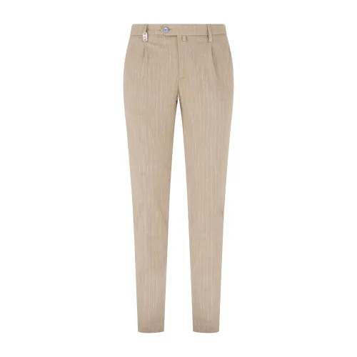 Barbati - Pantalone beige Vyto a righe in cotone tasca a filo con pence per