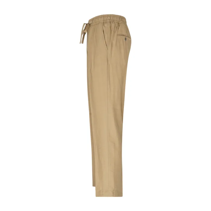 Officina36 - Pantalone beige con pence ed elastico in vita e laccettini per